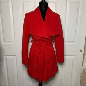 Love Tree Red Belted Wrap Coat